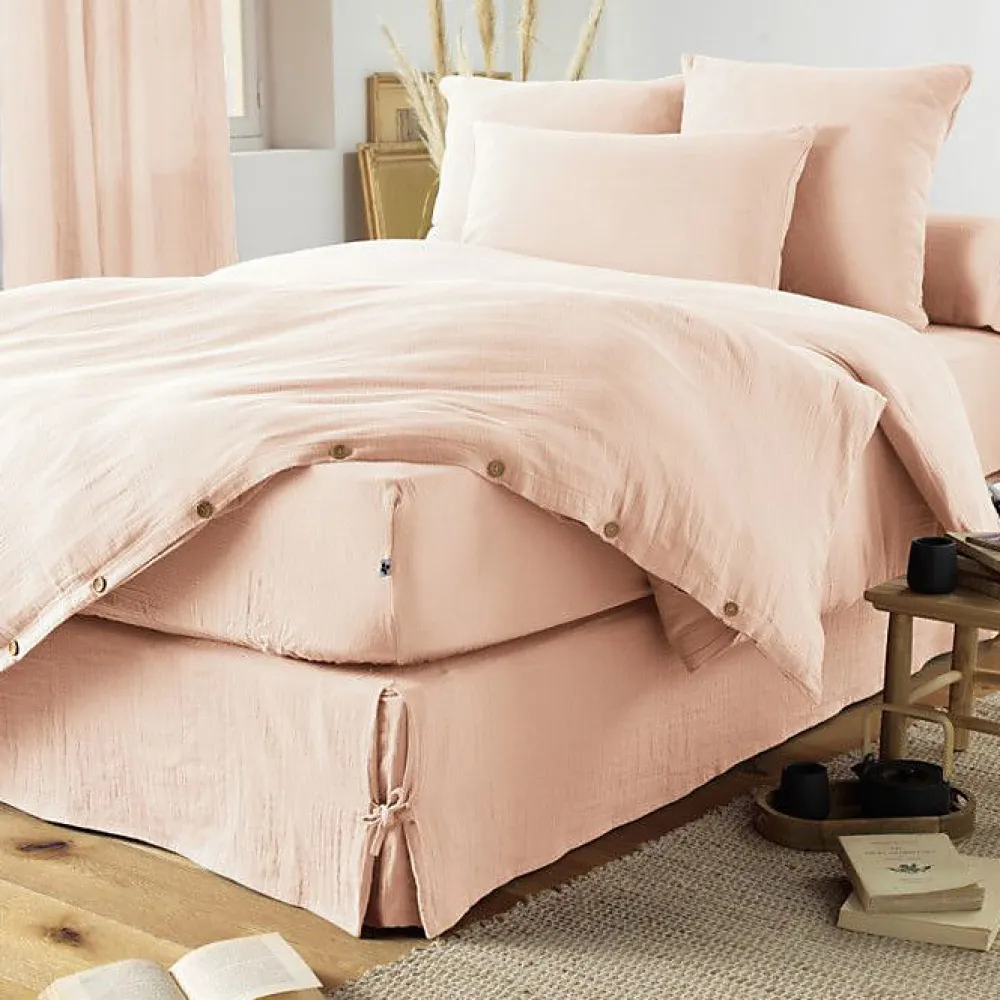 L'Effet Papillon Drap housse "Gaïa" toutes dimensions "Gaze de Coton" - Gaïa Guimauve - 140 x 190 cm bonnet de 30 cm* Drap Housse|Drap Housse