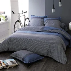 Linnea Drap housse imprimé 90x190 cm bonnet 30 cm satin de coton ENZO bleu* Drap Housse|Drap Housse