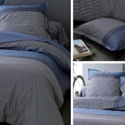 Linnea Drap housse imprimé 90x190 cm bonnet 30 cm satin de coton ENZO bleu* Drap Housse|Drap Housse