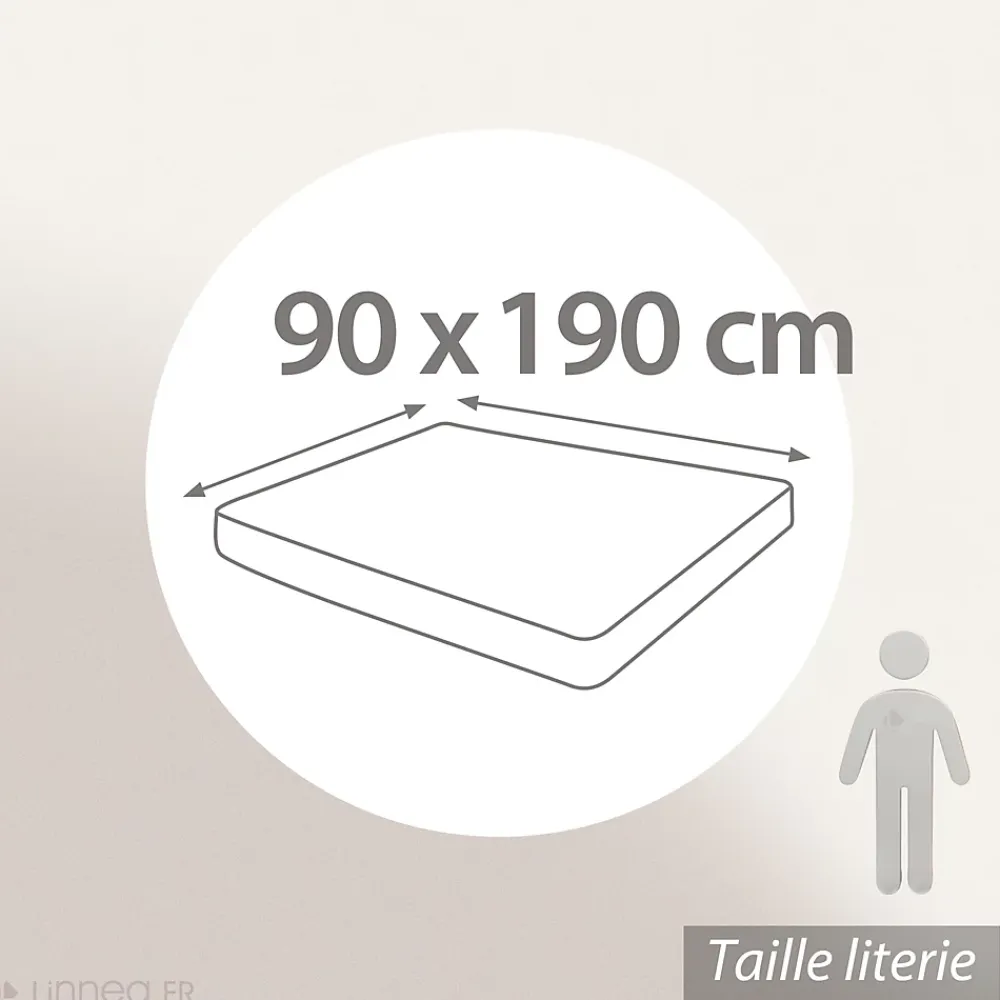 Linnea Drap housse imprimé 90x190 cm bonnet 30 cm satin de coton ENZO bleu* Drap Housse|Drap Housse