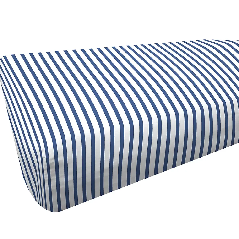 Linnea Drap housse imprimé 90x190 cm coton biologique OCTOPUSSE à rayures Bleu et Blanc Bonnet 25 cm* Drap Housse|Drap Housse