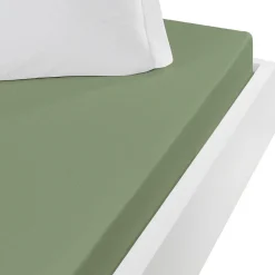 Drap housse jersey coton peigné extensible bonnet 30 cm Sauge 180x200 cm MANHATTAN>Sensei Maison Discount