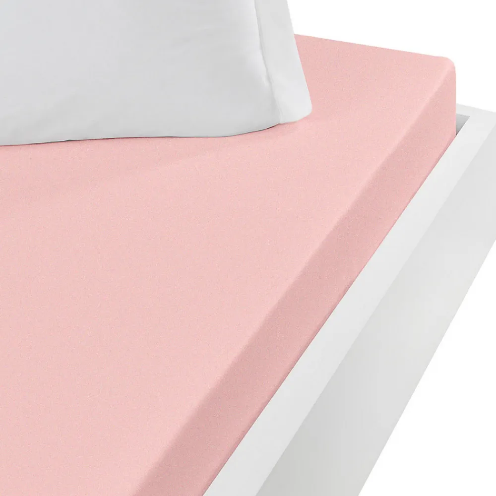 Drap housse jersey coton peigné extensible bonnet 30 cm Poudre 90x190 cm MANHATTAN>Sensei Maison Online