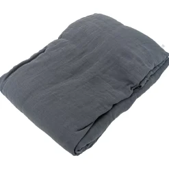 Linnea Drap housse MILOS mousseline de coton 140x200 cm bonnet 30 cm uni noir granit* Drap Housse|Drap Housse