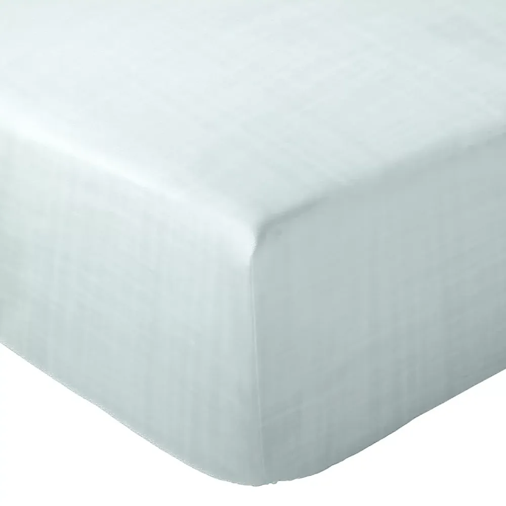 Linnea Drap housse MILOS mousseline de coton 180x200 cm bonnet 30 cm uni vert lichen* Drap Housse|Drap Housse