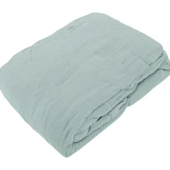 Linnea Drap housse MILOS mousseline de coton 180x200 cm bonnet 30 cm uni vert lichen* Drap Housse|Drap Housse