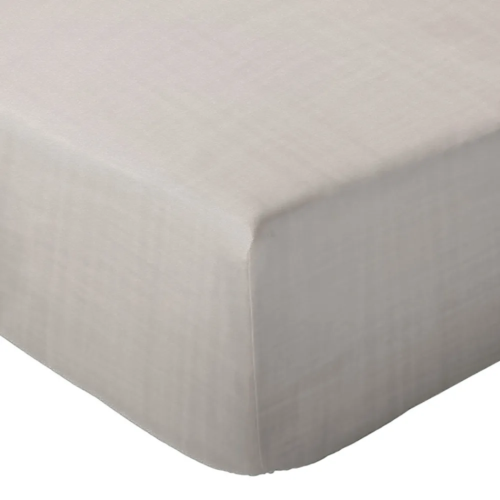 Drap housse MILOS mousseline de coton 160x200 cm bonnet 30 cm uni beige ficelle>Linnea Online