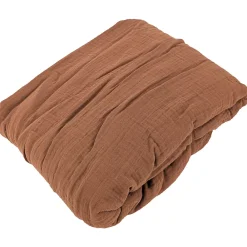 Linnea Drap housse MILOS mousseline de coton 160x200 cm bonnet 30 cm uni marron cognac* Drap Housse|Drap Housse