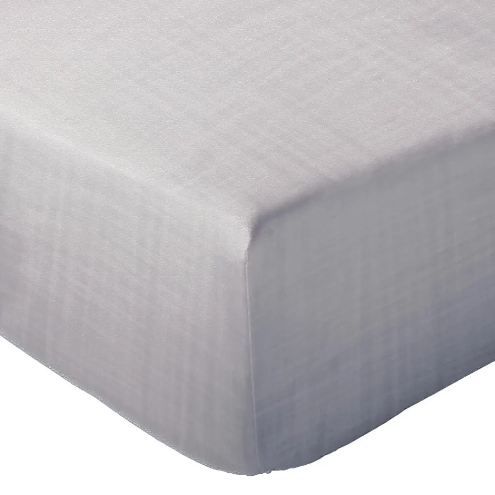 Drap housse MILOS mousseline de coton 180x200 cm bonnet 30 cm uni gris cendre>Linnea New