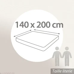 Drap housse MILOS mousseline de coton 140x200 cm bonnet 30 cm uni blanc neige><noscript><img width=