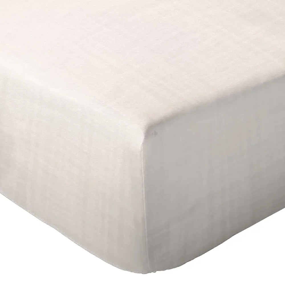 Linnea Drap housse MILOS mousseline de coton 180x200 cm bonnet 30 cm uni beige ficelle* Drap Housse|Drap Housse