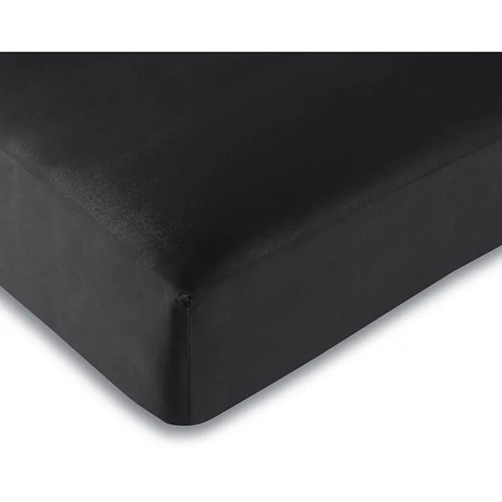 Drap housse Noir 90 x 190 cm / 100% coton / 57 fils/cm²>Univers Décor Hot
