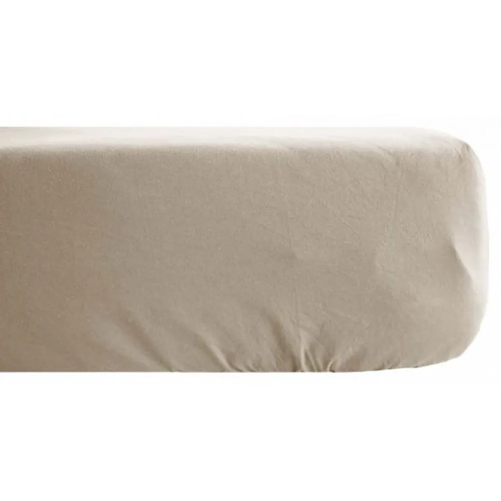 Vent Du Sud Drap housse Palace pur coton teint lavé 63 fils/cm² - Palace Lin - 160 x 200 cm bonnet de 35 cm* Drap Housse|Drap Housse