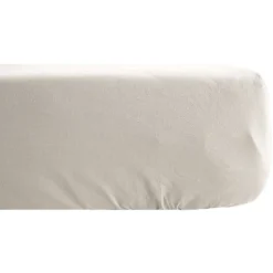 Linnea Drap housse PALACE pur coton lavé 180x200 cm bonnet 35 cm uni beige lin* Drap Housse|Drap Housse