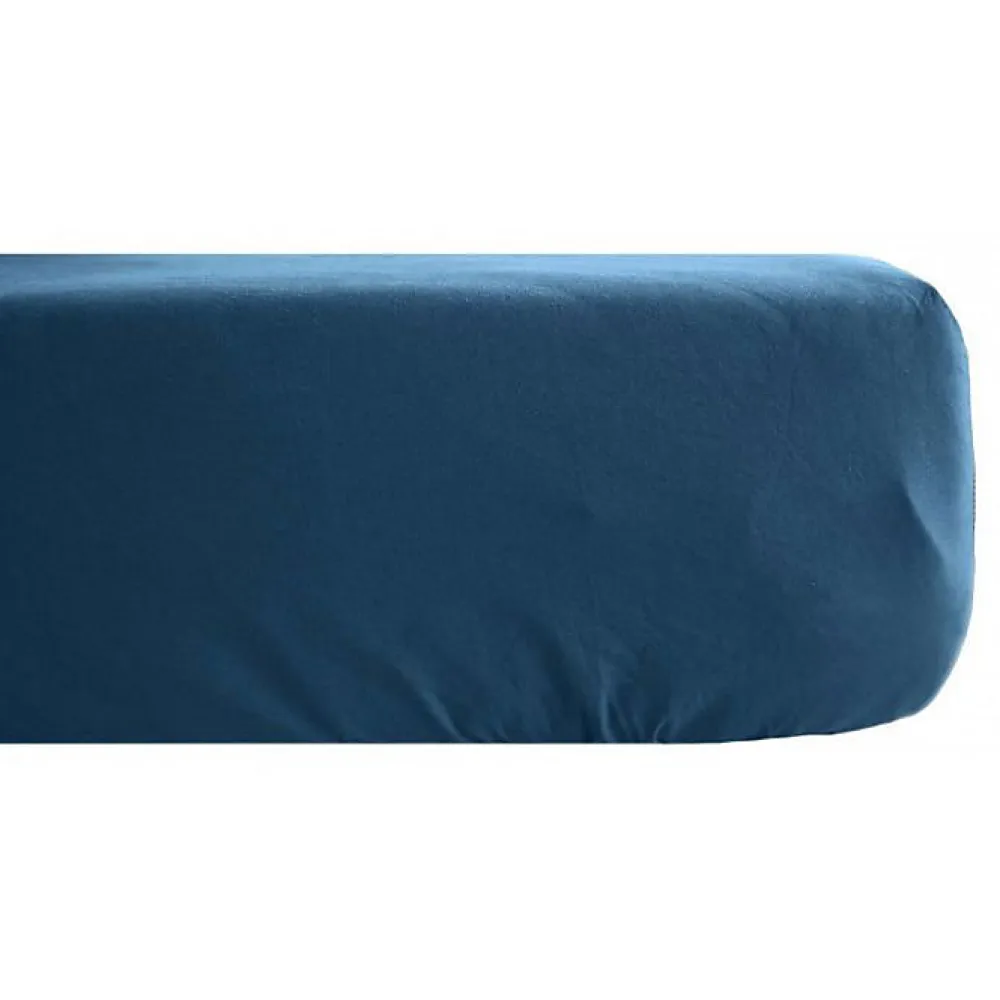 Vent Du Sud Drap housse Palace pur coton teint lavé 63 fils/cm² - Palace Marine - 90 x 190 cm bonnet de 30 cm* Drap Housse|Drap Housse