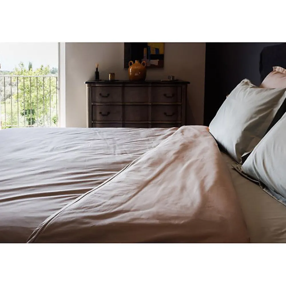 Drap housse percale pur coton peigné longues fibres 80 fils/cm² avec bonnet de 35 cm - Ivoire - 180 x 200 cm bonnet de>Vent Du Sud Best