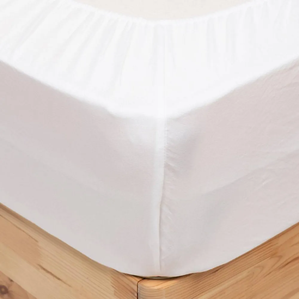 Drap housse Priscia blanc 160x200cm - Atmosphera>Atmosphera Créateur D'Intérieur Discount