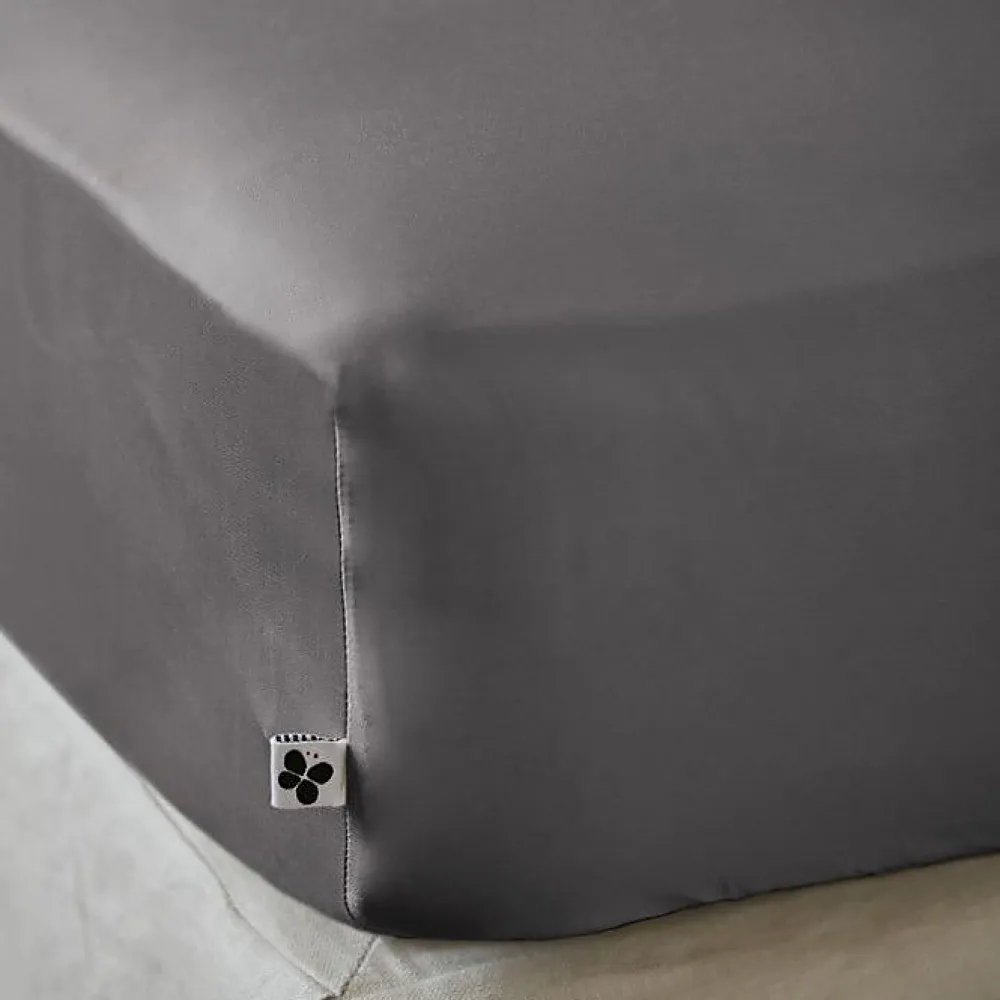 Drap housse "Salomé" Viscose de bambou 120 fils/cm² toutes dimensions - Salomé Granit - 180 x 200 cm bonnet de 30 cm>L'Effet Papillon Best