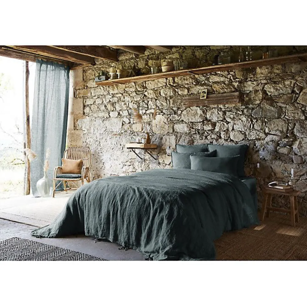 L'Effet Papillon Drap housse "Soline" toutes dimensions Lin lavé - Soline Ardoise - 160 x 200 cm bonnet de 30 cm* Drap Housse|Drap Housse