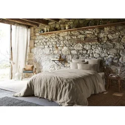 L'Effet Papillon Drap housse "Soline" toutes dimensions Lin lavé - Soline Sable - 180 x 200 cm bonnet de 30 cm* Drap Housse|Drap Housse
