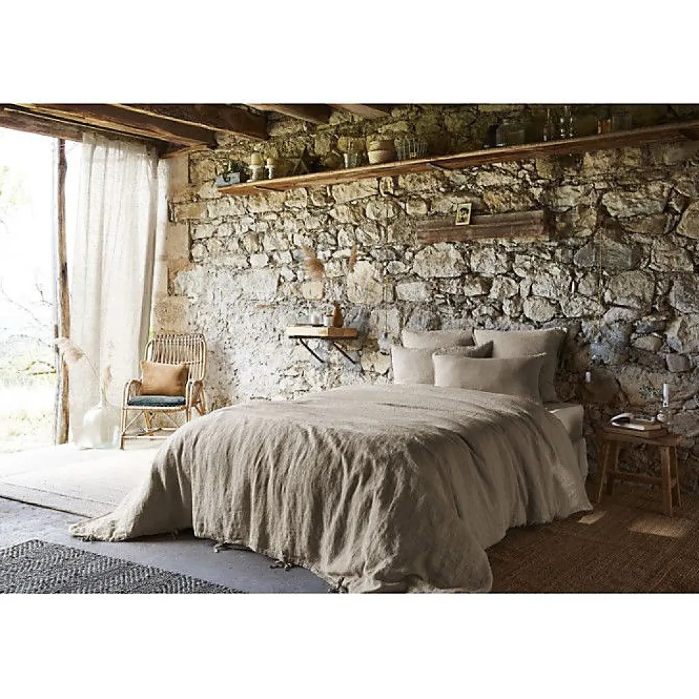 L'Effet Papillon Drap housse "Soline" toutes dimensions Lin lavé - Soline Sable - 180 x 200 cm bonnet de 30 cm* Drap Housse|Drap Housse