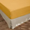Drap housse "Soline" toutes dimensions Lin lavé - Soline Miel - 160 x 200 cm bonnet de 30 cm>L'Effet Papillon Hot