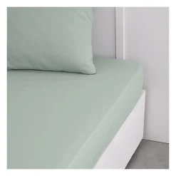 Drap housse TODAY Essential - 140 x 200+30 cm - 2 personnes - 100% Coton uni - Celadon><noscript><img width=