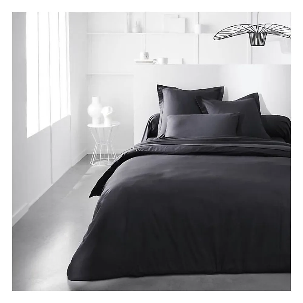 Drap housse TODAY Essential - 140 x 190 cm - 2 personnes - 100% Coton uni - Fusain>Todays Tools Clearance