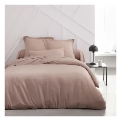 Drap housse TODAY Essential - 140 x 200+30 cm - 2 personnes - 100% Coton uni - Rose des sables>Todays Tools Online
