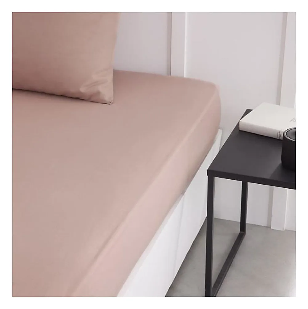 Drap housse TODAY Essential - 140 x 200+30 cm - 2 personnes - 100% Coton uni - Rose des sables>Todays Tools Online