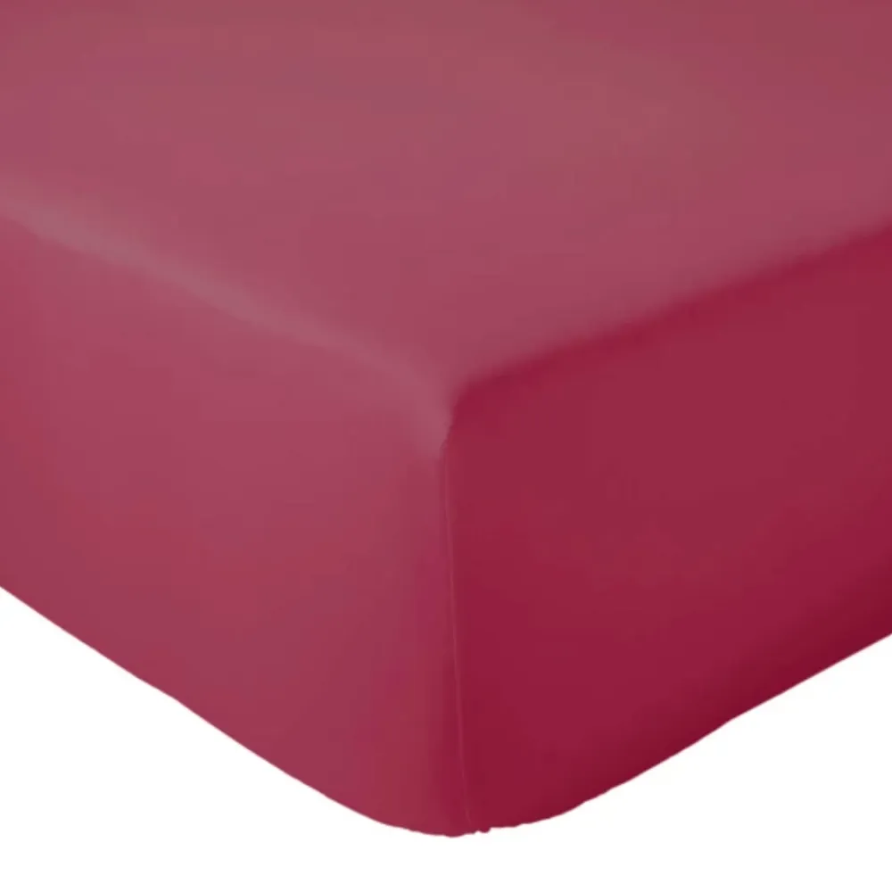 Tradilinge Drap Housse Uni bonnet 30 cm 100% Coton (90x190 cm - Rose foncé)* Drap Housse|Drap Housse