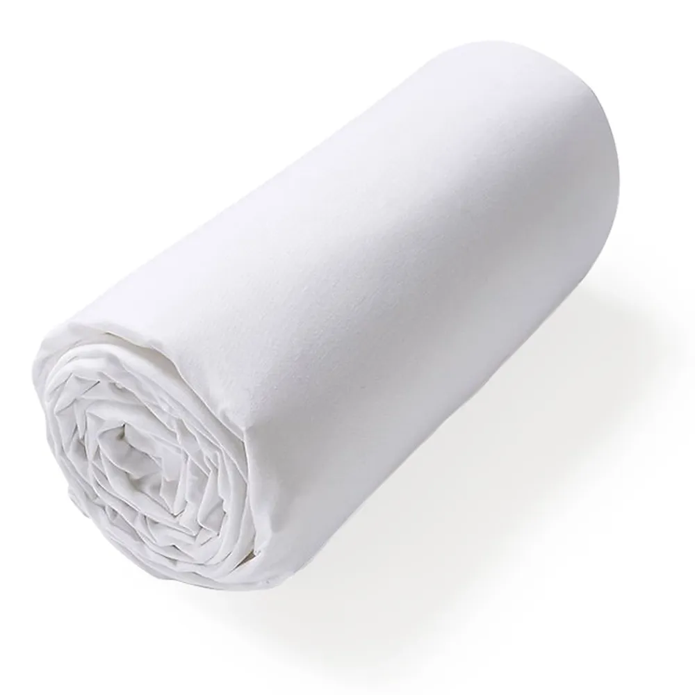 Linnea Drap housse uni 160x200 cm bonnet 40 cm coton ALTO blanc* Drap Housse|Drap Housse