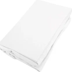 Drap housse uni 140x190 cm bonnet 35 cm percale de coton MANOIR blanc Neige>Linnea