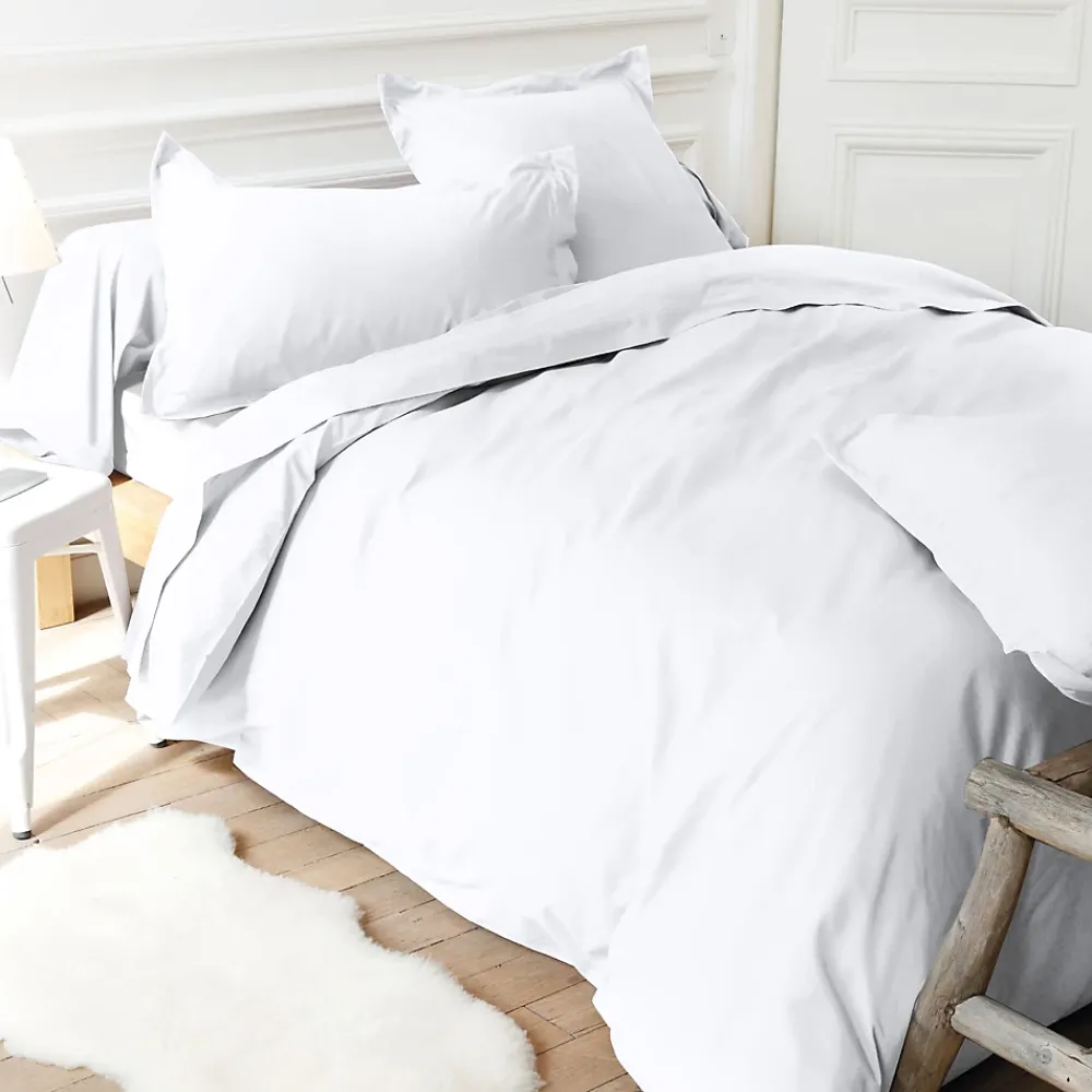 Linnea Drap housse uni 180x200 cm bonnet 40 cm percale PRIMO Blanc* Drap Housse|Drap Housse