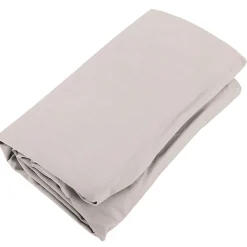 Drap housse uni 160x200 cm bonnet 35 cm percale de coton MANOIR beige Lin>Linnea