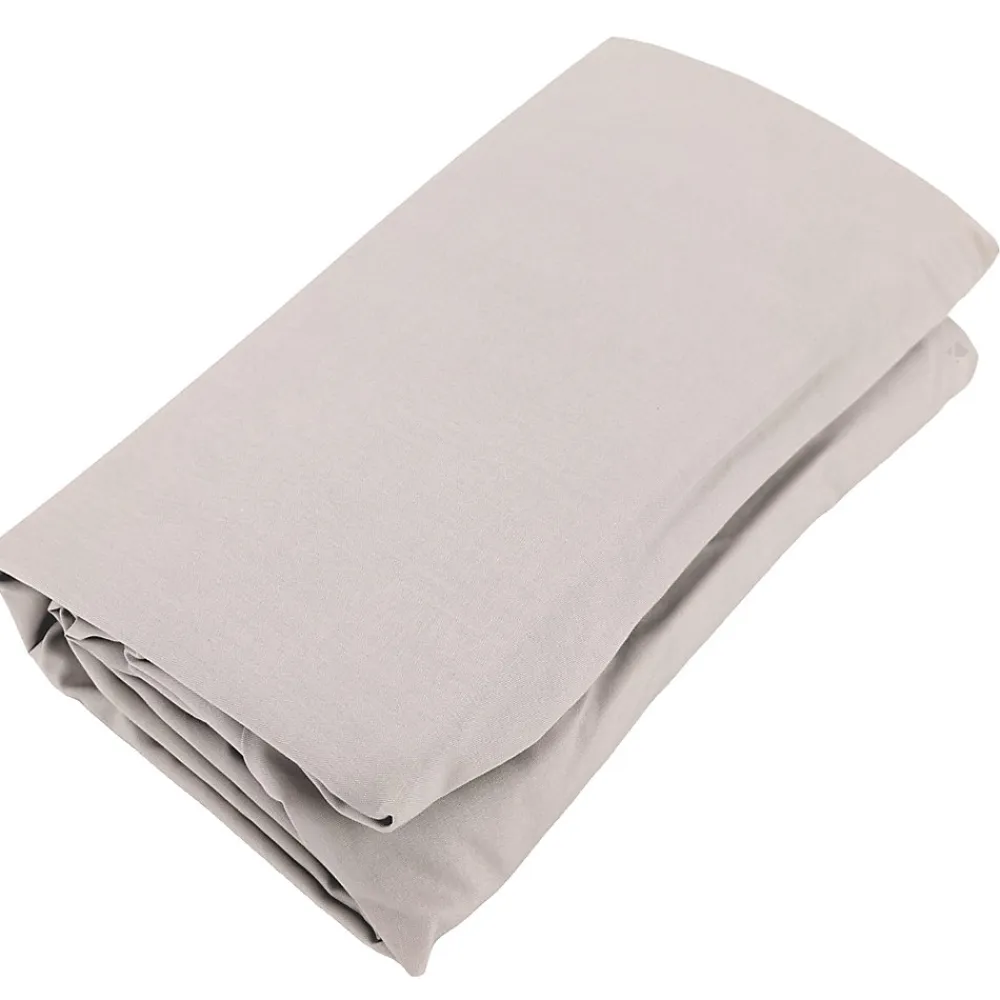 Drap housse uni 160x200 cm bonnet 35 cm percale de coton MANOIR beige Lin>Linnea