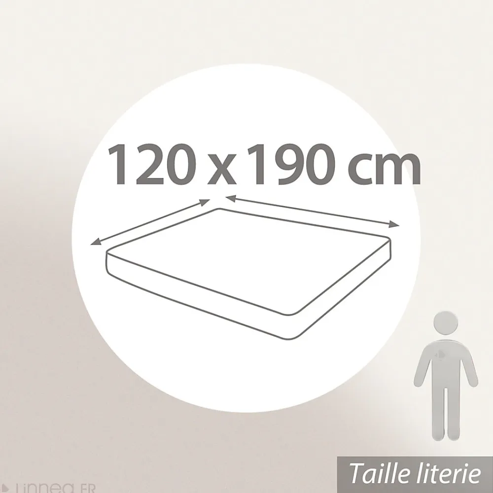 Drap housse uni 120x190 cm bonnet 35 cm percale de coton MANOIR beige Lin>Linnea Hot