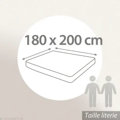 Drap housse uni 180x200 cm bonnet 40 cm percale de coton MANOIR gris Ardoise><noscript><img width=