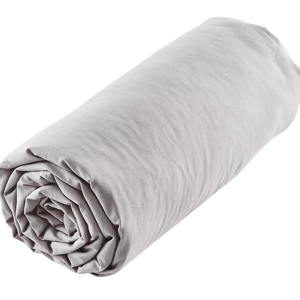 Drap housse uni 140x190 cm MILA 100% polyester micro lavée gris perle>Linnea Online
