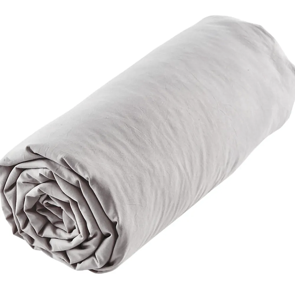 Drap housse uni 160x200 cm MILA 100% polyester micro lavée gris perle>Linnea New