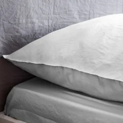 Drap housse uni 160x200 cm MILA 100% polyester micro lavée gris perle><noscript><img width=