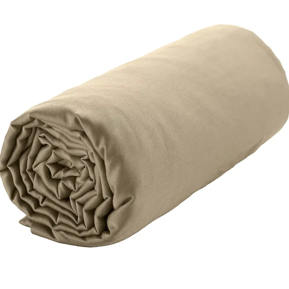 Housse De Rêve Drap housse 140x190 + 30 cm Satin de Coton Beige* Drap Housse|Drap Housse