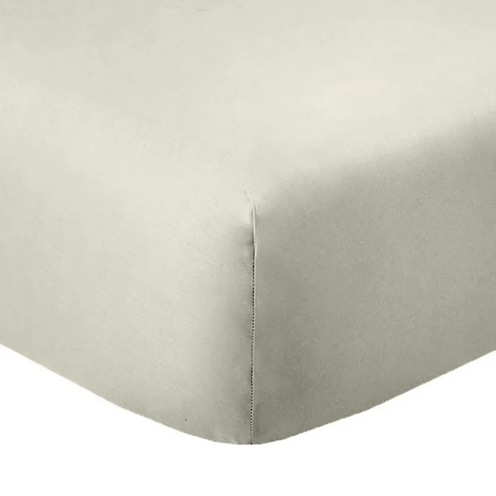 Drap housse 140x190 +35 cm Coton 57 fils Ivoire>Housse De Rêve Online