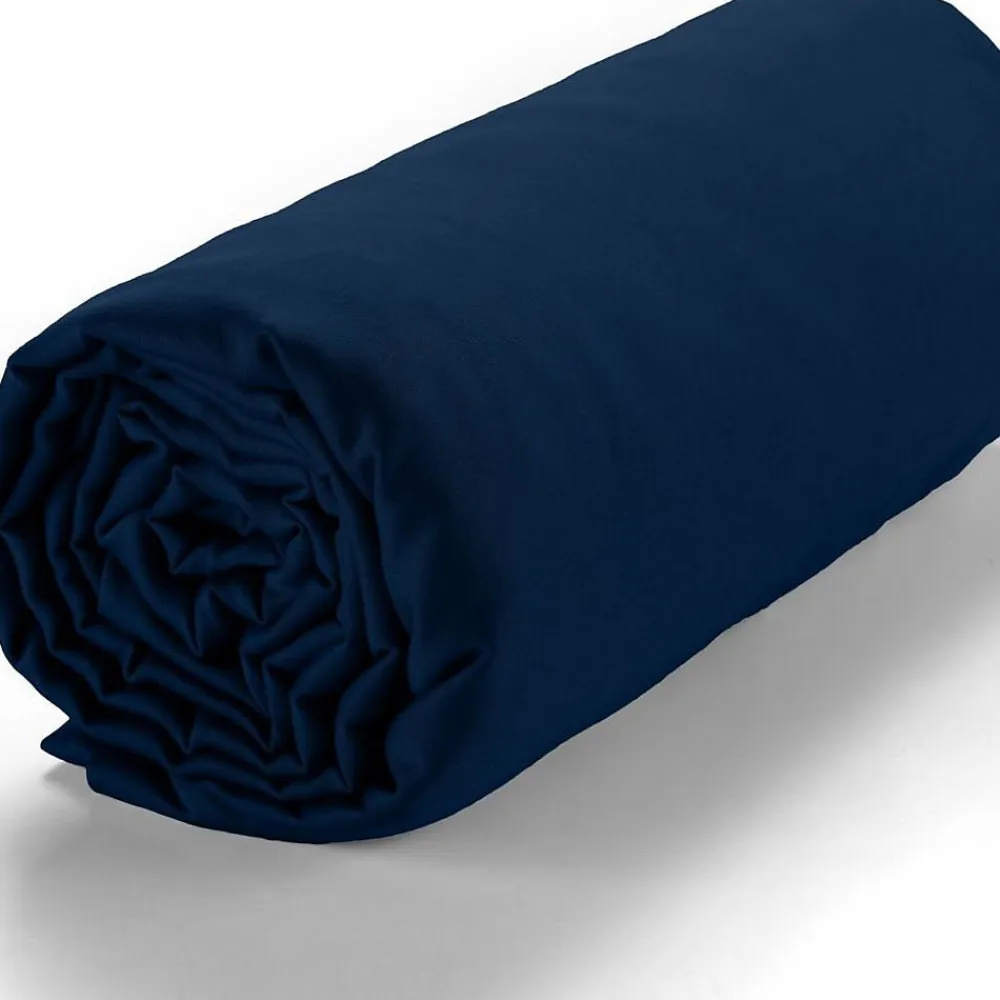 Drap housse 140x190 +30 cm satin de coton cobalt>Housse De Rêve Discount