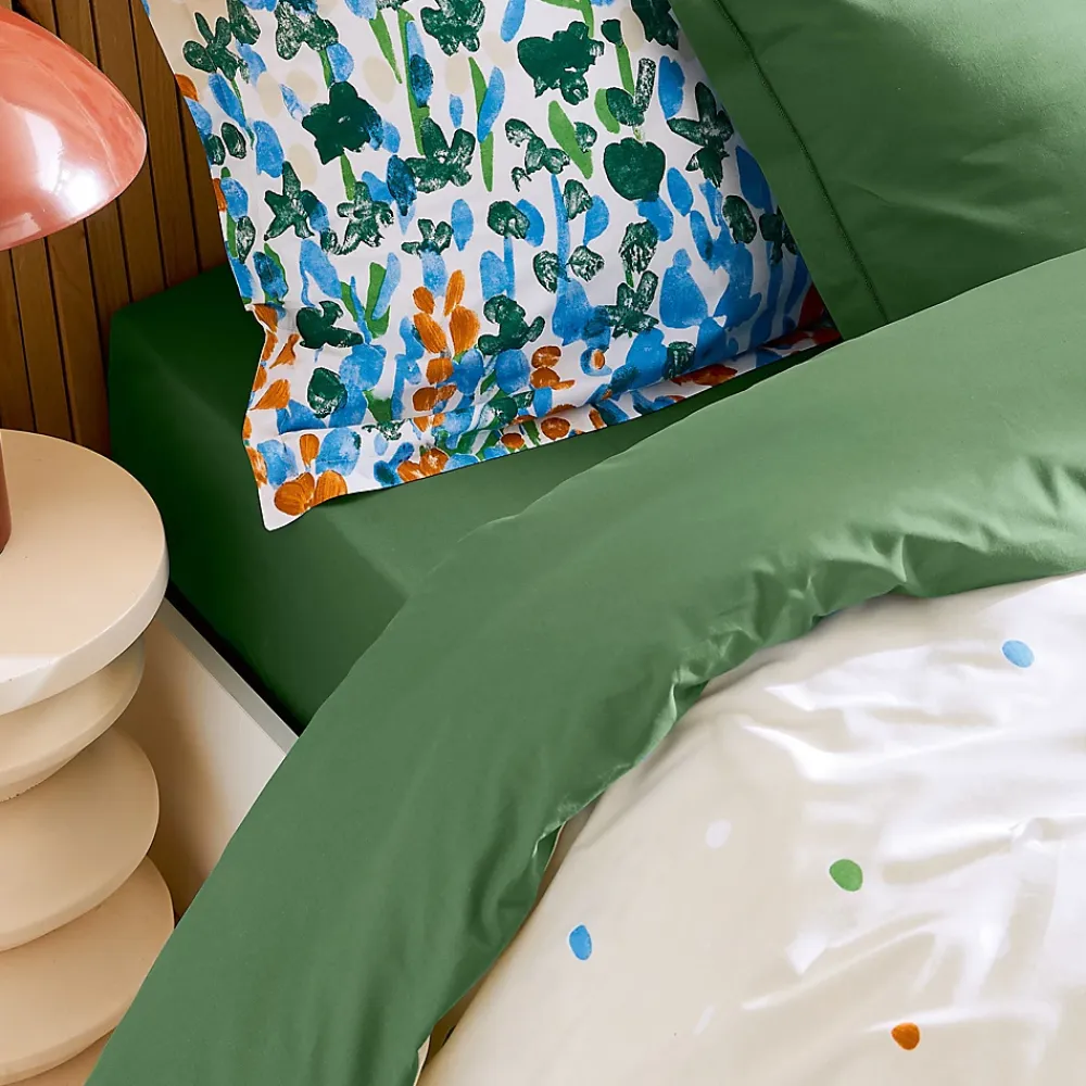 Linnea Drap housse 180x200 cm bonnet 30 coton ÉVASION Vert fougère* Drap Housse|Drap Housse