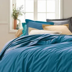 Drap housse 160x200 cm bonnet 30 cm percale de coton PASSION PERCALE bleu Cobalt>Linnea Outlet