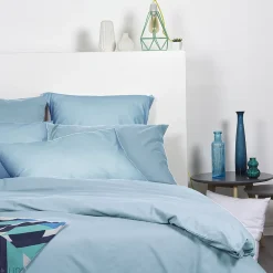 Linnea Drap housse 160x200 cm en 100% polyester microfibre LAGO bleu ciel bonnet 25 cm* Drap Housse|Drap Housse