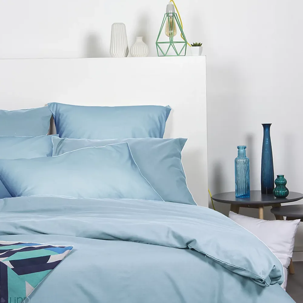 Linnea Drap housse 160x200 cm en 100% polyester microfibre LAGO bleu ciel bonnet 25 cm* Drap Housse|Drap Housse