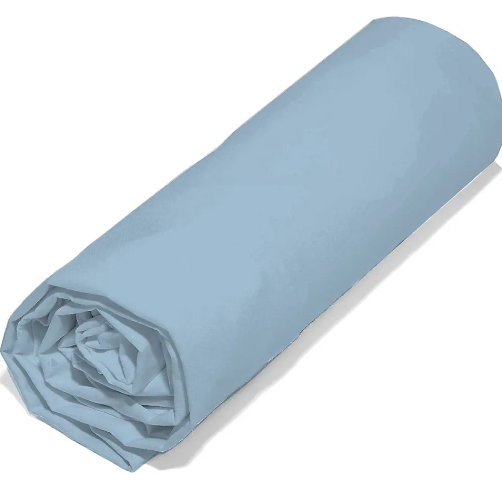 Linnea Drap housse 160x200 cm en 100% polyester microfibre LAGO bleu ciel bonnet 25 cm* Drap Housse|Drap Housse