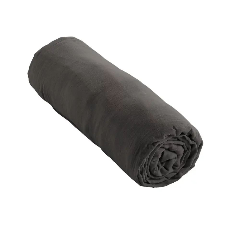 Housse De Rêve Drap housse 160x200 cm en Gaze de coton Granit* Drap Housse|Drap Housse